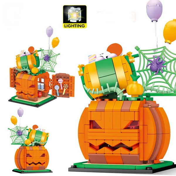 Halloween Pumpkin House Fun and Colorful Modular Building Blocks Toy Shop