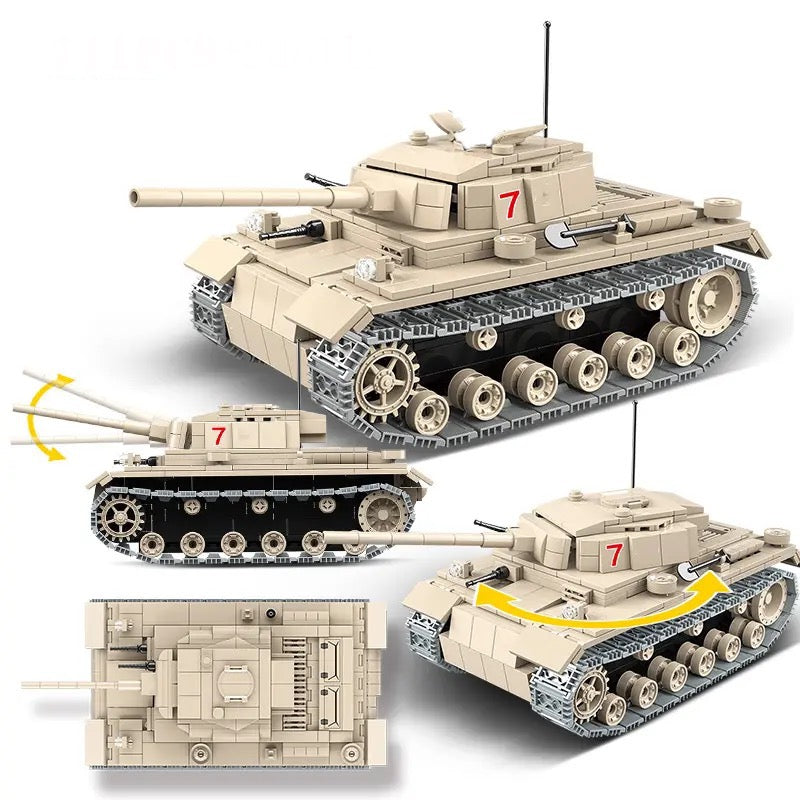 German Panzer III Building Blocks Toy Bricks Tank Set