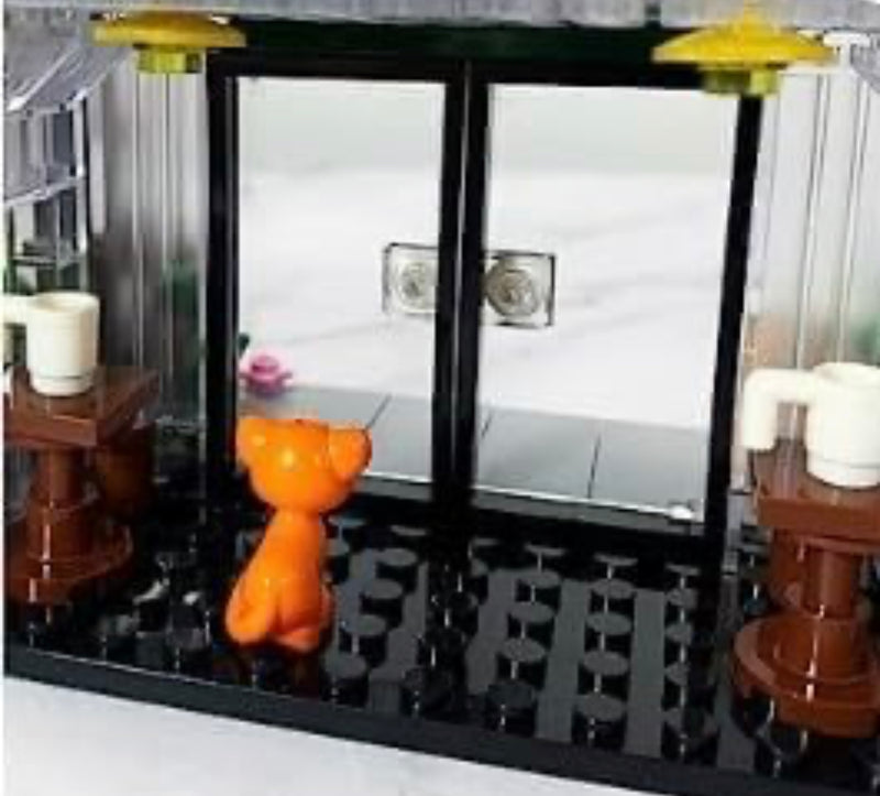Panda Coffee House Café with Light Kit Modular Building Blocks Brick Set