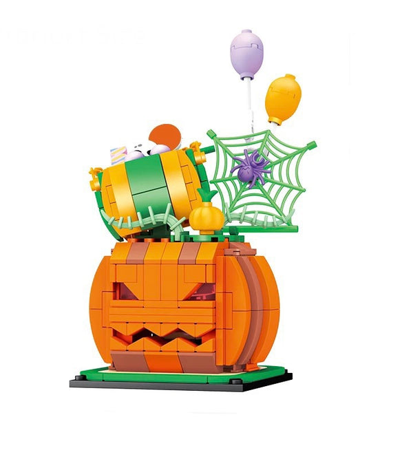 Halloween Pumpkin House Fun and Colorful Modular Building Blocks Toy Shop