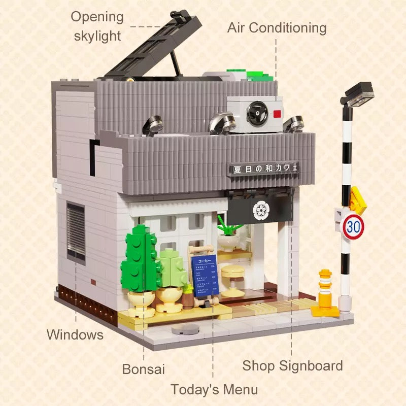 Open Box Japanese Coffee Shop Cafe Modular City Building Blocks Set | General Jim's Toys