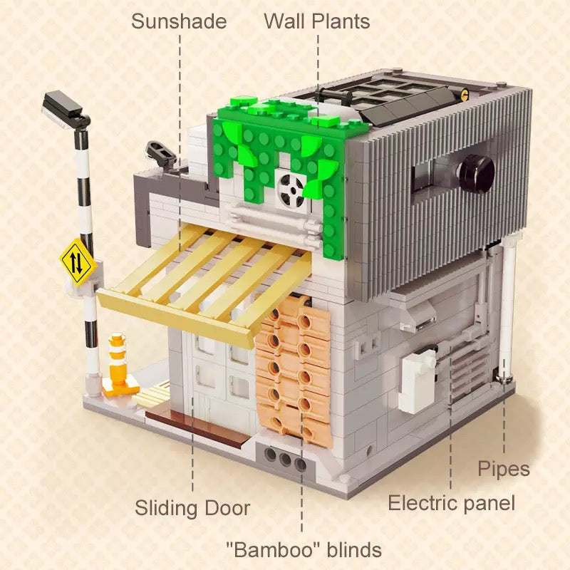 Open Box Japanese Coffee Shop Cafe Modular City Building Blocks Set | General Jim's Toys
