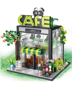 Panda Coffee House Café with Light Kit Modular Building Blocks Brick Set