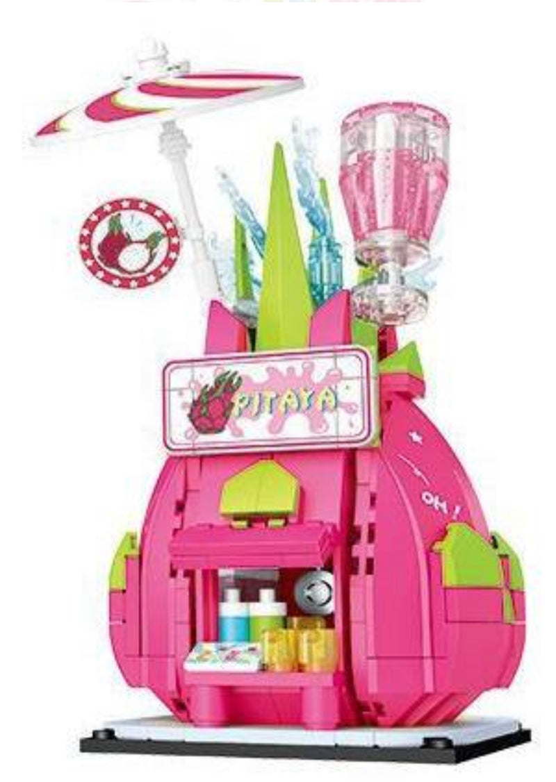 Exotic Pitaya Dragon Fruit Drink Stand Modular Building Blocks Toy Bricks Set