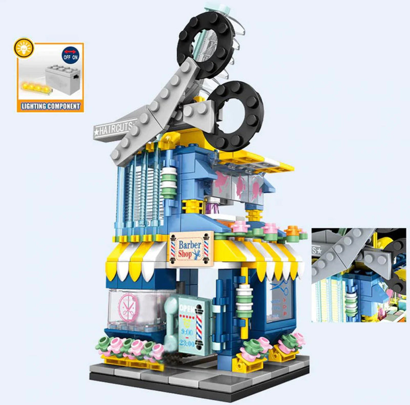 Fun and Detailed Barber Shop Modular Building Blocks Bricks Set