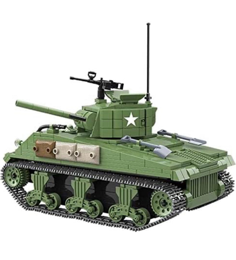 Open Box M4 Sherman WW2 Army Building Blocks Toy Tank Set