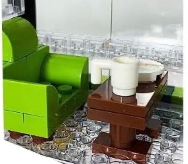 Panda Coffee House Café with Light Kit Modular Building Blocks Brick Set