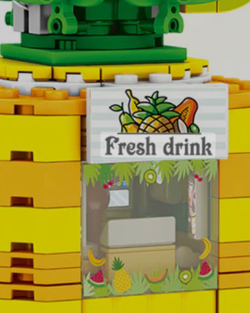 Pineapple Juice Stand Fresh and Sweet Modular Building Blocks Toy Bricks Set