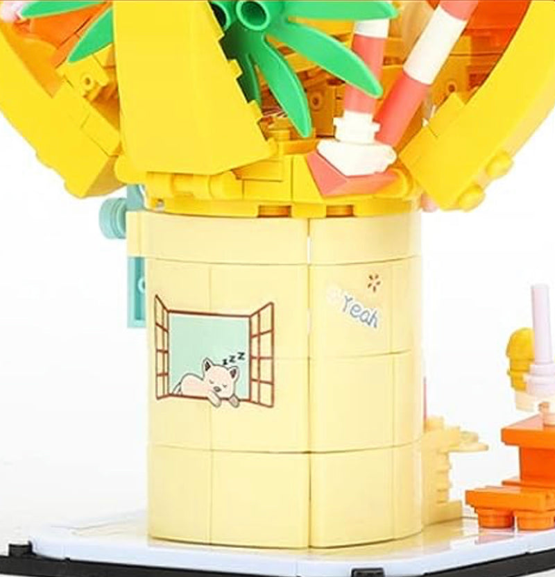 Banana Cabin Ice Cream Shop Modular Building Blocks Toy Bricks Set