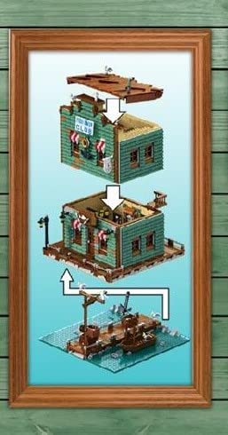 Open Box Harbortown Fishing Club Shop Modular Building Blocks Toy Bricks Set | General Jim's Toys