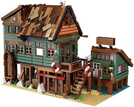 OPEN BOX Fishing Village Building Blocks Captain's Wharf Modular Building Bricks Toy Set | General Jim's Toys