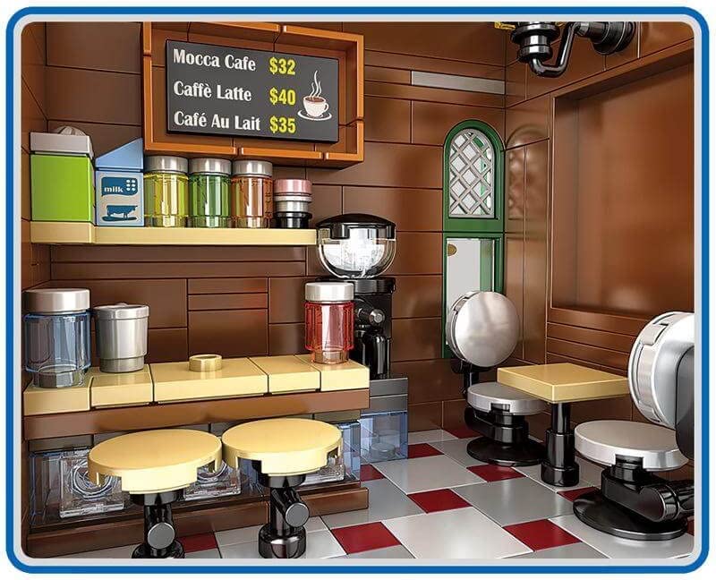 OPEN BOX Lighted Music Store Cafe and Lounge Modular MOC Building Blocks Toy Bricks Set |General Jim's Toys