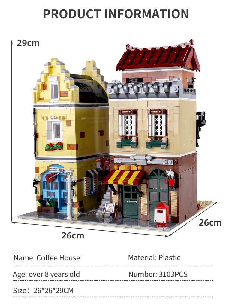 Lighted Music Store & Coffee Café Modular Building Block Set | General Jim's Toys & Bricks | GJ-LMS
