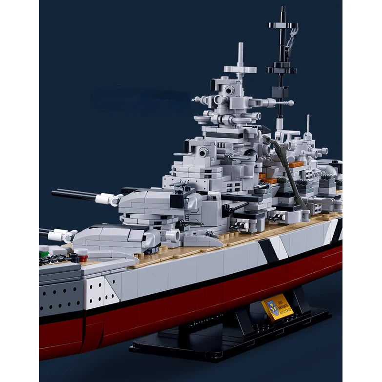 2-in-1 German Bismarck & Tirpitz Battleship Building Block Set | 1,849-Piece Historical Building Block Set | GJ-BIS