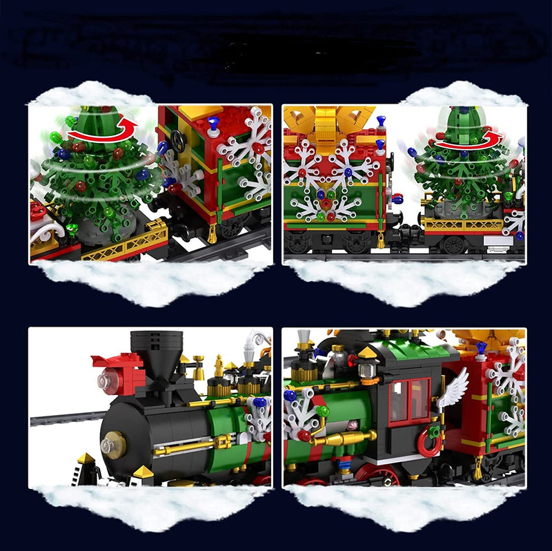 Open Box Motorized Christmas Train with Sound & Lights Building Blocks Toy Bricks Building Set | General Jim's Toys
