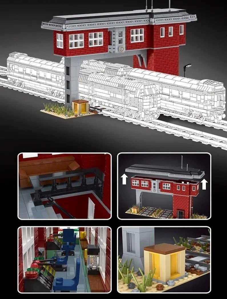 Open Box | Railroad Signal Station Building Blocks Set | 1,809 Pieces | GJ-RSS