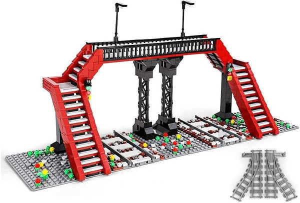 OPEN BOX Red Railway Crossing Building Blocks Toy Bricks Set | General Jim's Toys