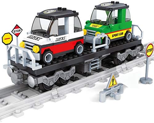 Open Box | Railway Flatbed Train Car with Cars Building Block Set