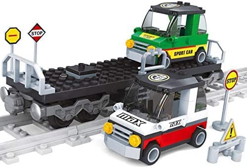 Open Box | Railway Flatbed Train Car with Cars Building Block Set