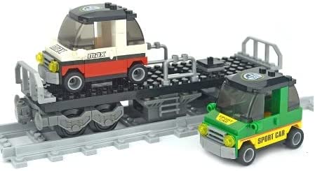 Open Box | Railway Flatbed Train Car with Cars Building Block Set