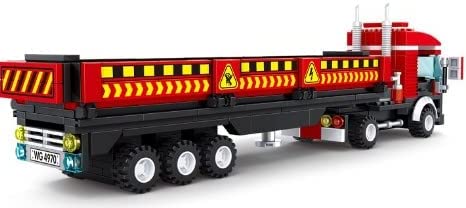 Open Box Red Heavy Truck Transport Vehicle Building Blocks Toy Bricks Set | General Jim's Toys