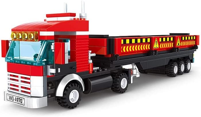 Open Box Red Heavy Truck Transport Vehicle Building Blocks Toy Bricks Set | General Jim's Toys