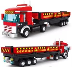 Open Box Red Heavy Truck Transport Vehicle Building Blocks Toy Bricks Set | General Jim's Toys