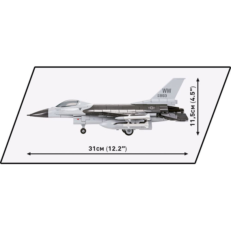 COBI F-16C-Fighting Falcon Jet Building Blocks Set 5813 General Jims Toys Side Measurements