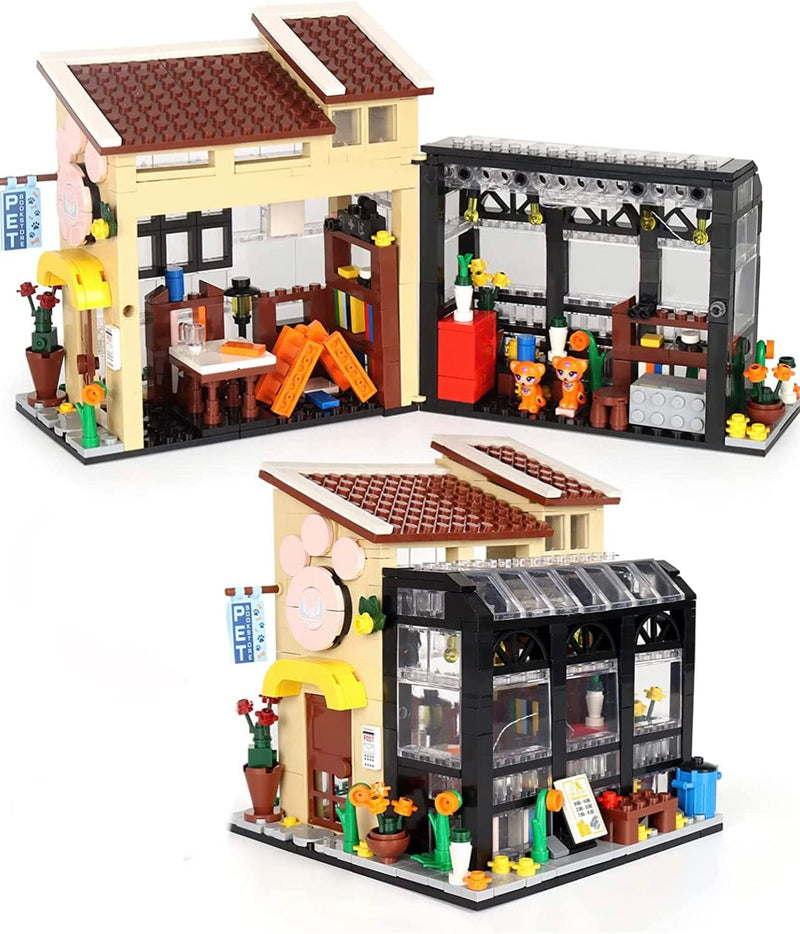 Cat Café Modular Building Bookshop Toy Building Blocks Bricks Set General Jim's Opening