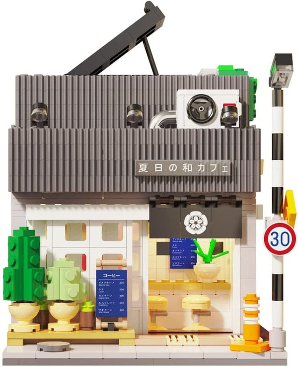 Japanese Coffee Shop Cafe Brick Building Toy Set Modular Building Blocks Set Close Up Shot