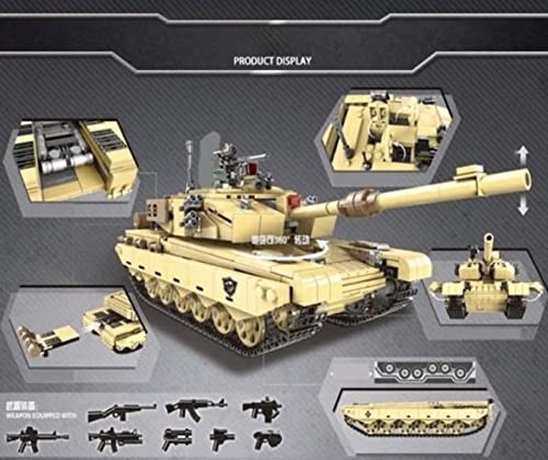 Military 99-T Building Blocks Main Battle Tank Model Building Blocks Brick Set General Jim's Toys Aeiral View