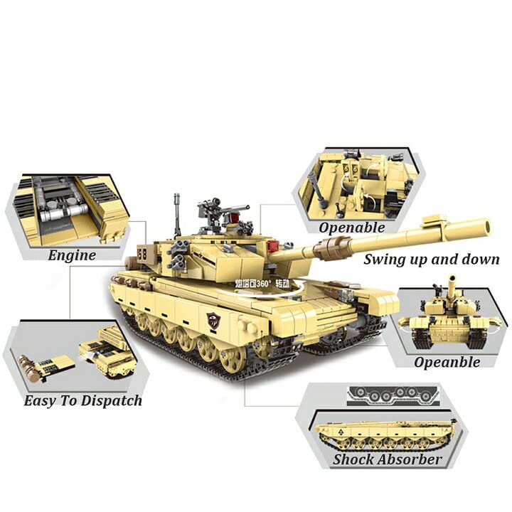 Army Toys - WW2 Tank - Military Building Blocks Set - 99 Main Battle Tank  Model Building Blocks Brick Set 
