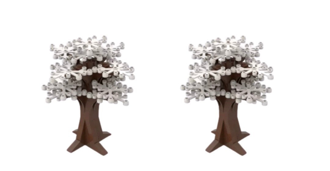 Set of 2 White Building Blocks Tree Decorations Botanical Building Bricks Trees General Jim's Toys Main