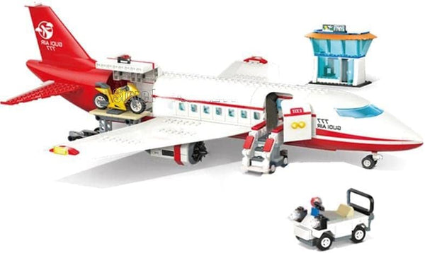 White and Red Passenger Airplane Building Blocks Toy Set at General Jim's Toys