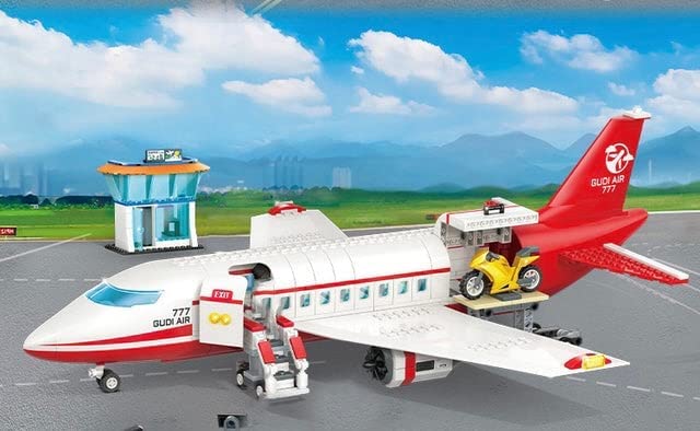 White and Red Passenger Airplane Building Blocks Toy Set