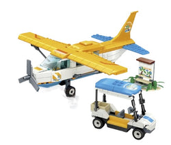 Sightseeing Plane and Golf Cart/Luggage Cart Building Blocks Bricks Toy Set