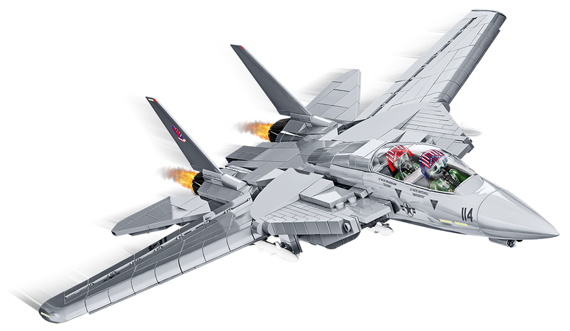 Grumman F-14 Tomcat building blocks set with pilot figures, display stand, and Top Gun™ logo on General Jim's Toys website