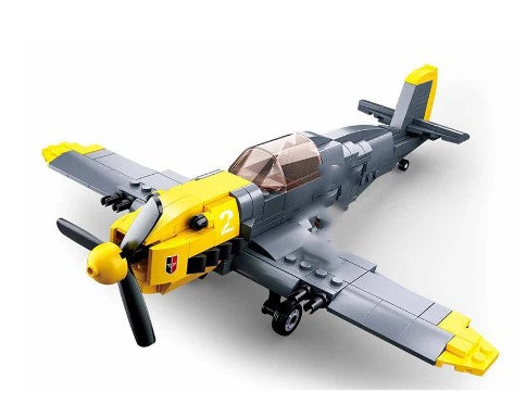 Completed Messerschmitt BF-109 model from General Jim's Building Bricks Toy Set
