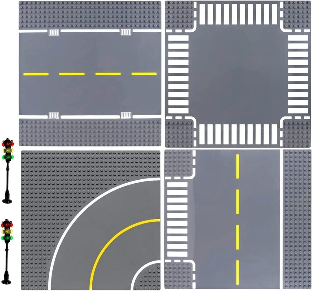 Classic 8 pack Building Blocks Baseplate Road Base Plates Bonus Traffic Light Posts General Jim s Toys