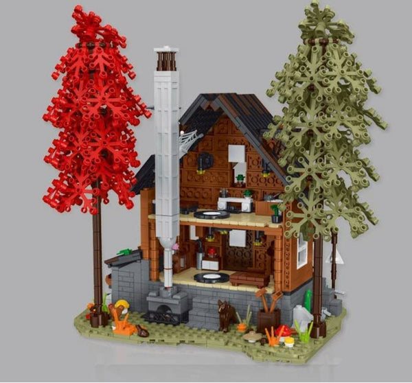 Chalet Style Forest Cabin 1643 Piece Modular Building Blocks Bricks Set Model Expert Creator with LED Light Set