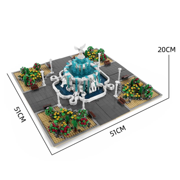 LED Lighted Angel Fountain Square Modular Building Blocks Toy Bricks Set | Amusement Park Botanical Toy Set | General Jim's Toys