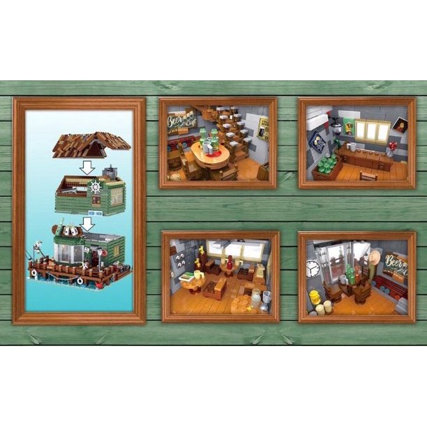 Harbortown Fishing Tavern Modular City Building Blocks Set | General Jim's Toys