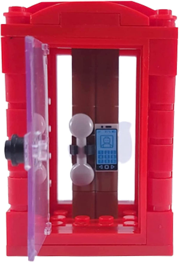 Traditional British Red Telephone Booth Building Blocks Toy Bricks Set (Set of 2)  | General Jim's Toys