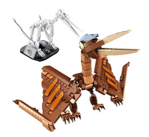 Pterodactyl Dinosaur Toy Building Blocks and Fossil 2 in 1 Posable Brick Building Set | General Jim’s Toys