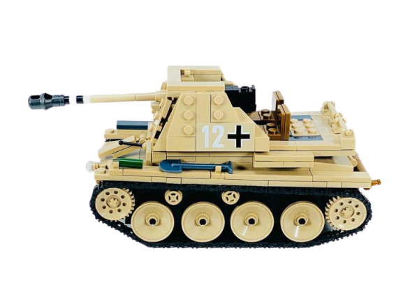 Assembled WW2 German Marder III Tank Destroyer Building Block Set with accessories