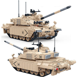 Assembled British Challenger II Main Battle Tank from 1467-piece Building Brick Set