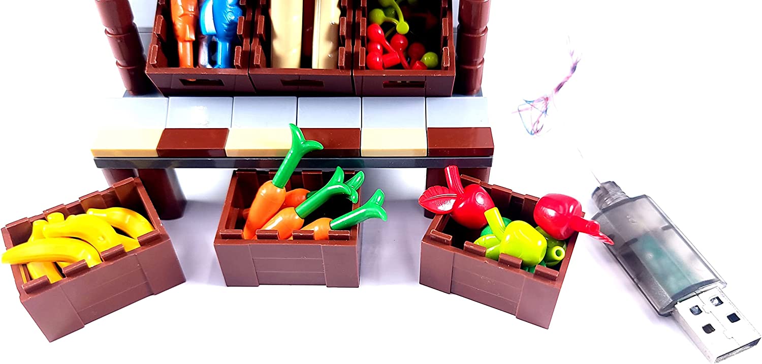 Lighted Market Style Fruit Stand Building Blocks | General Jim's Toys & Bricks | GJ-FSWL