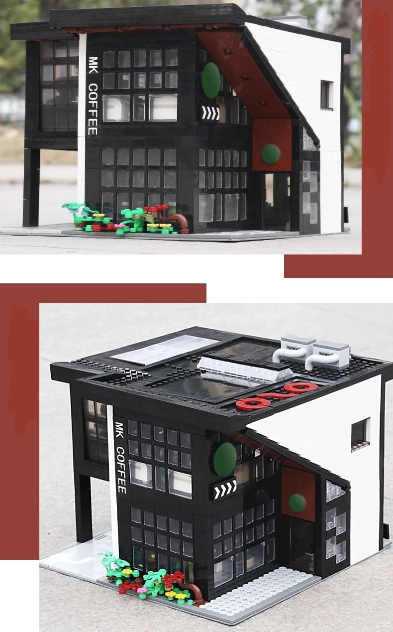 Modern Coffee House Architecture Street View Creator Modular City Building Blocks Set | General Jim's Toys