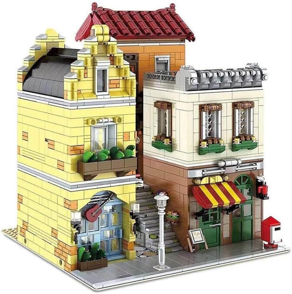 Lighted Music Store Cafe and Lounge Modular MOC Building Blocks Toy Bricks Set |General Jim's Toys