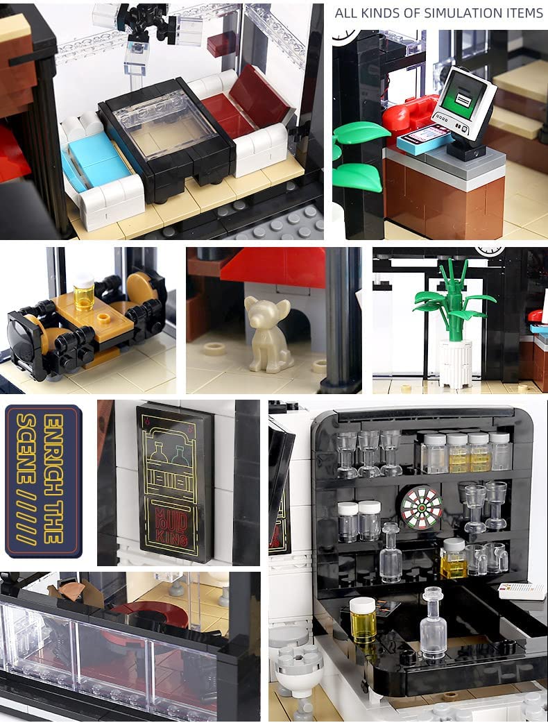 Pub and Restaurant Modular Building Blocks Toy Bricks Set with LED Lighting | General Jim's Toys